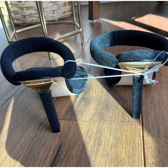 New good American Terry slip on black Square toe high heel - Picture 5 of 9